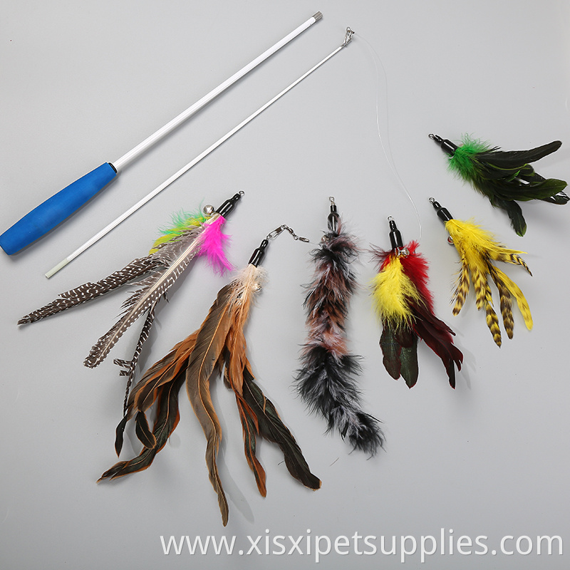 Cat Toys Interactive Feather Teaser Wand Toy with 6 Refills
